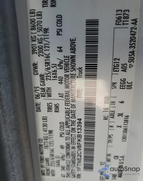 2015 Ford Transit T-150 from USA, damaged, VIN 1FTNE2CV8FKB13394